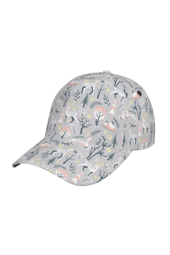 white Moose winter tree Prin Baseball Cap, Adjustable Sweat-wicking Daily,Travel, Sports Cap, Unisex