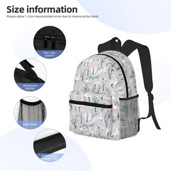 Gukieu white Moose winter tree Print Backpack, Waterproof Backpack with Adjustable Shoulder Straps, Suitable for Campus, Business, Travel, Unisex