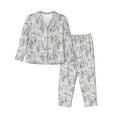thumbnail image 1 of Gukieu white Moose winter tree Print Women's Long Sleeve Pajama Set, Button Top Elastic Pocket Pajama Pants Two Piece Set Home Wear-Small, 1 of 7