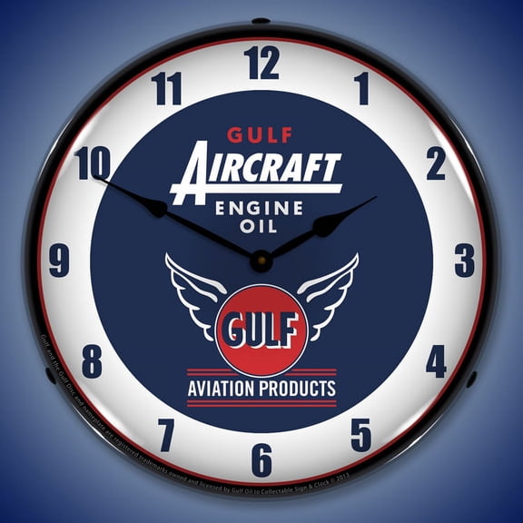 Gulf Aircraft Engine Oil Wall Clock, Lighted