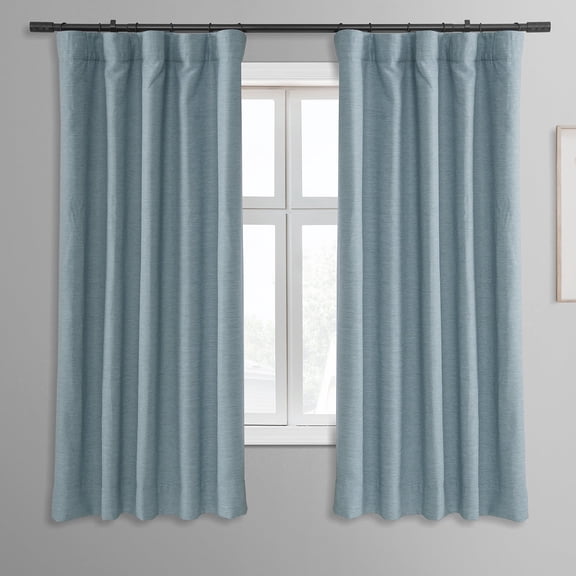 Half Price Drapes Gulf Blue Bellino Textured Faux Linen Room Darkening Curtains For Bedroom & Living Room Curtains(1 Panel), Curtains 63 Inches Long, 50W X 63L