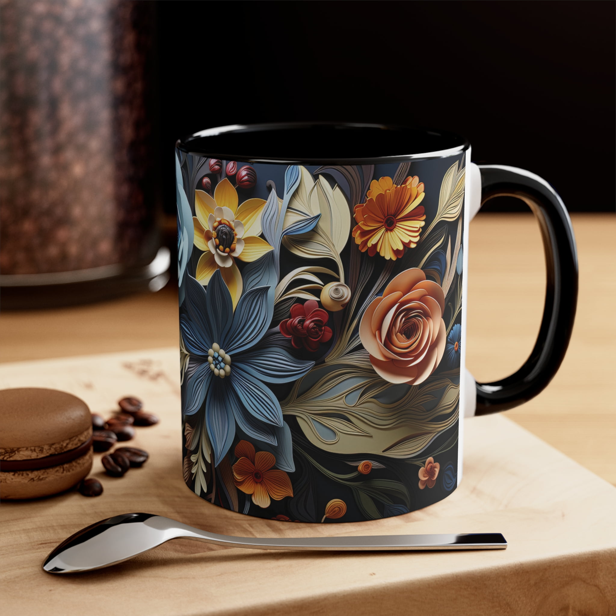 Gulf Coast Online 3D Floral Mug 11oz Ceramic Accent Coffee Mug Tea Cup Gift  - Walmart.com