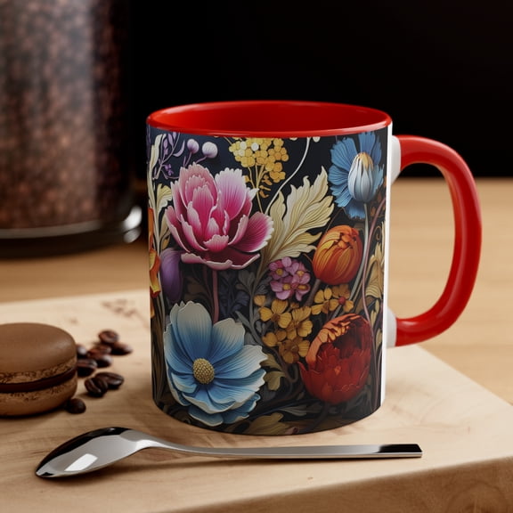 Gulf Coast Online 3D Floral Mug 11oz Ceramic Accent Coffee Mug Tea Cup Gift