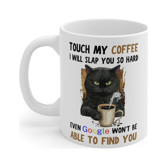 Gulf Coast Online Funny Cat Coffee Mug, 11oz Grumpy Cat Ceramic White Mug