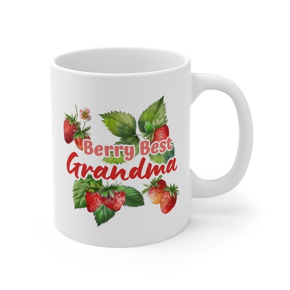 Gulf Coast Online Grandma Mug Gift, Strawberry Coffee Cup 11oz White