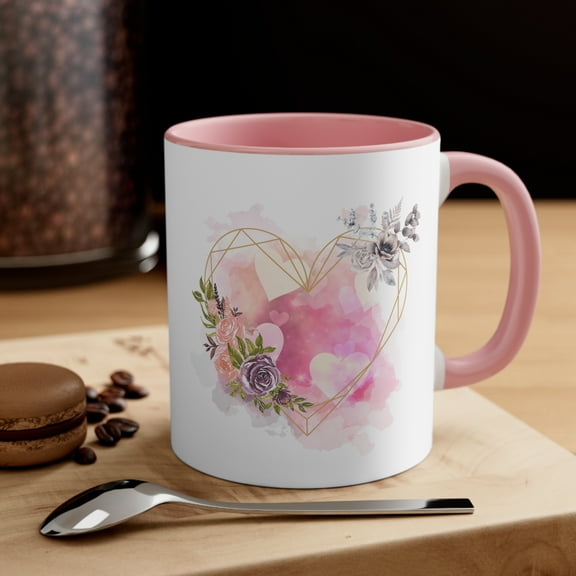 Gulf Coast Online Pink Floral Coffee Mug Gift, 11oz Ceramic Accent Tea Cup