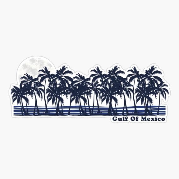 Gulf Coast Sunset Palm Waves Sticker
