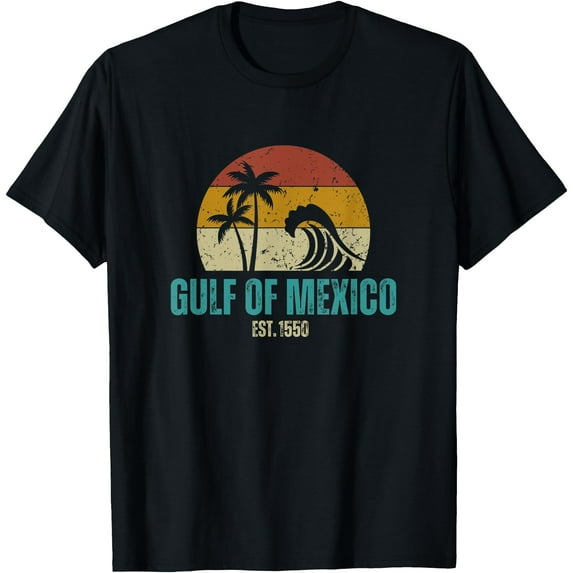 Gulf Of Mexico Est 1550 Vintage Retro Gulf of Mexico T-Shirt,Black tee