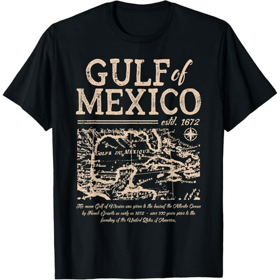 Gulf Of Mexico Shirts 1672 Historic Map Retro Gulfo Men T-Shirt Gifts