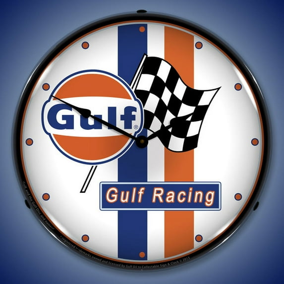Gulf Racing Wall Clock, Lighted
