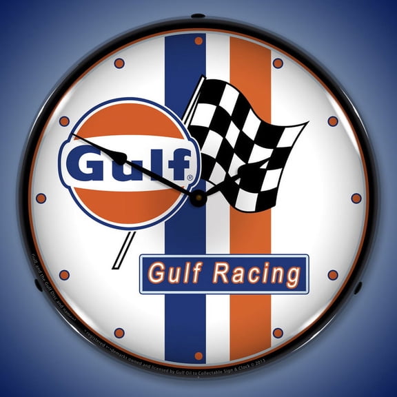 Gulf Racing Wall Clock, Lighted