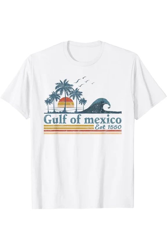 Gulf Retro Of Mexico Est 1550 Retro Vintage Beach T-Shirt