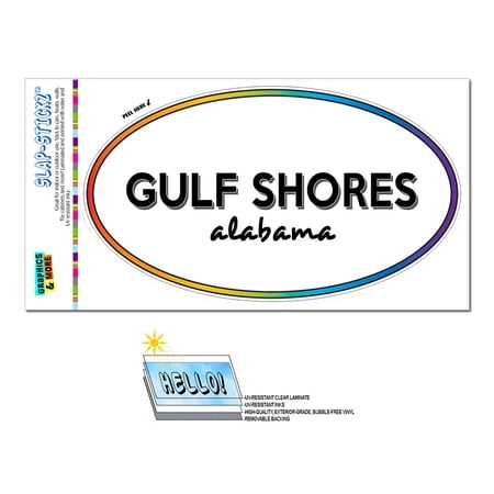 Gulf Shores, AL - Alabama - Rainbow - City State - Oval Laminated Sticker