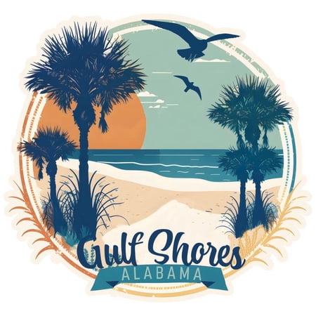 Gulf Shores Alabama Souvenir Decorative Vinyl Decal Sticker (2-Inch)