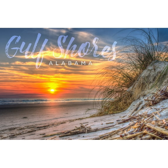 Gulf Shores, Alabama, Sunset on Beach (9x12 Wall Art Print, Home Decor)