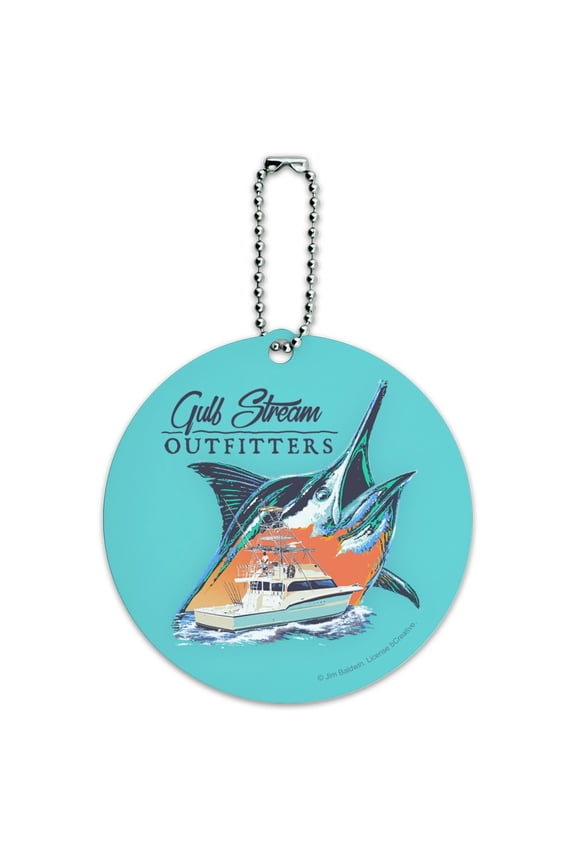 Gulf Stream Marlin Ocean Game Fishing Charter Boat Round Luggage ID Tag Card Suitcase Carry-On