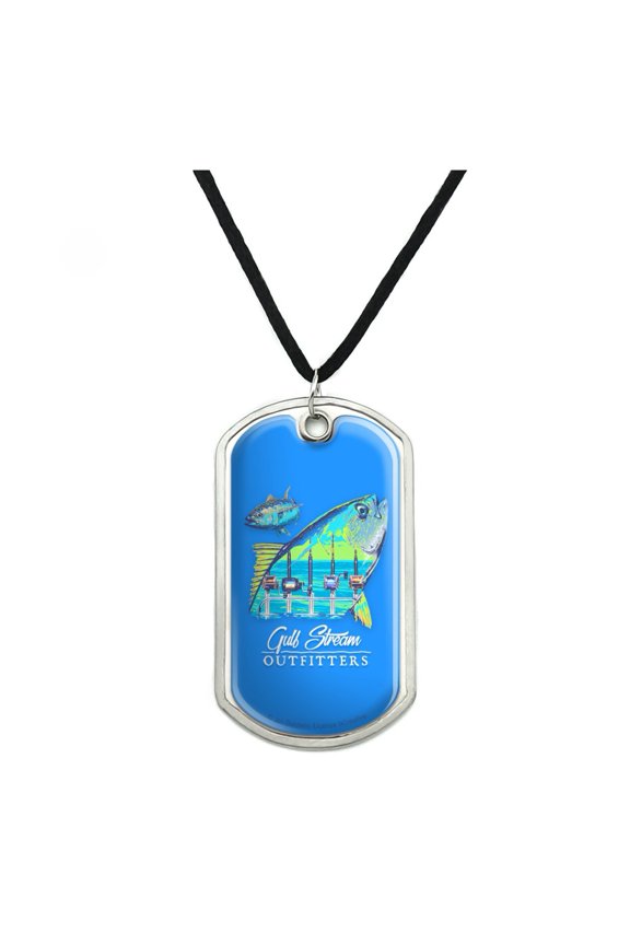 Gulf Stream Outfitters Yellowfin Ahi Tuna Ocean Fishing Military Dog Tag Pendant Necklace with Cord