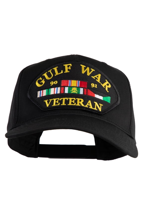 Gulf War 90-91 Veteran Patched Solid Cotton Twill 5 Panel Prostyle Snap Cap - Black OSFM