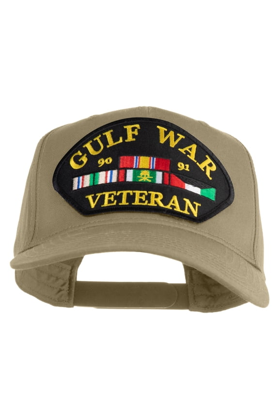 Gulf War 90-91 Veteran Patched Solid Cotton Twill 5 Panel Prostyle Snap Cap - Khaki OSFM