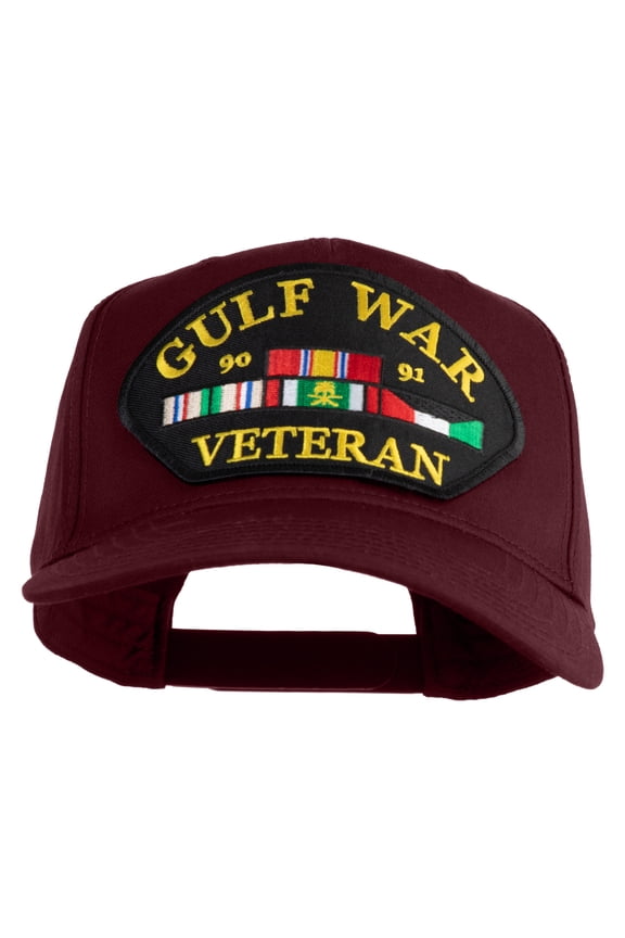 Gulf War 90-91 Veteran Patched Solid Cotton Twill 5 Panel Prostyle Snap Cap - Maroon OSFM