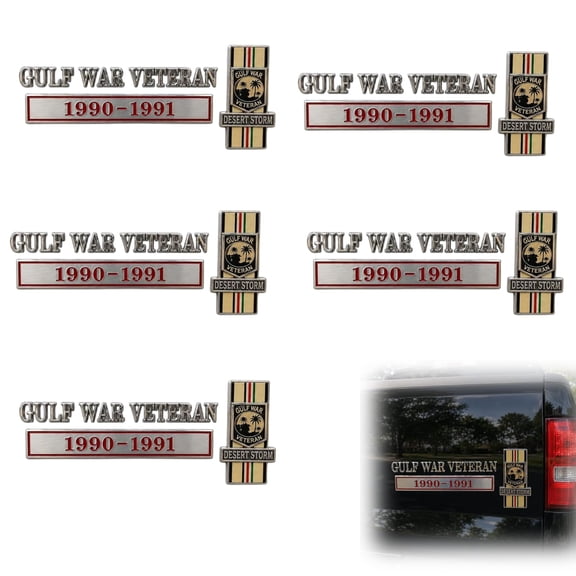 Gulf War Veteran 1990-1991 Car Emblem Badge, Desert Storm Metal Decal Set for Trucks, SUVs, Toolboxes and Veterans Day Gifts
