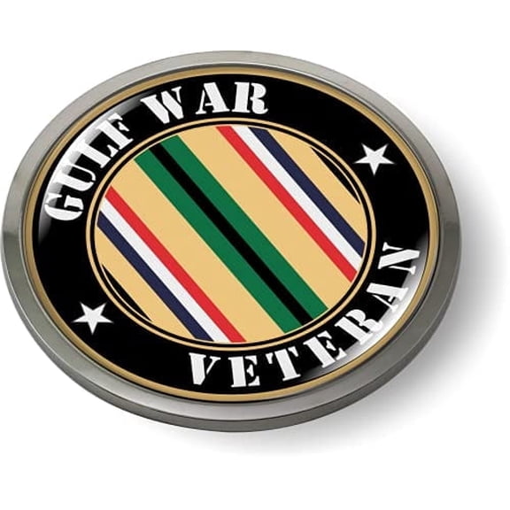 Gulf War Veteran 3D Domed Car Emblem Badge Sticker – Metal Bezel
