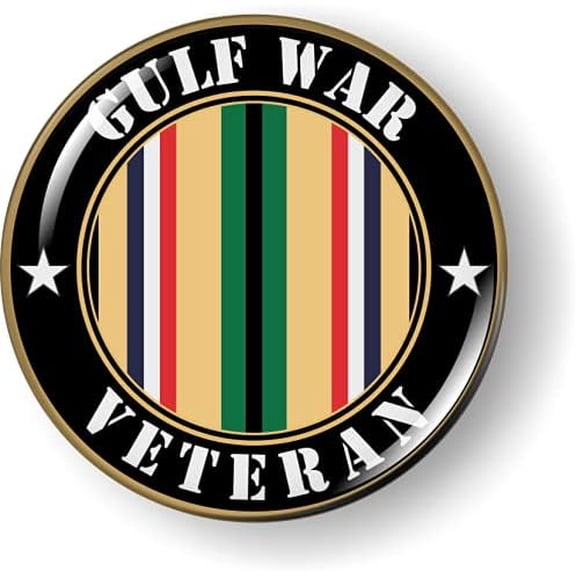 Gulf War Veteran 3D Domed Car Emblem Badge Sticker – Flexible Bezel