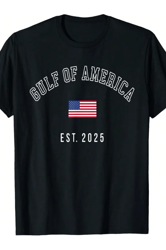Gulf of America EST 2025 Patriotic USA Flag Men's Short Sleeve Graphic T-Shirt