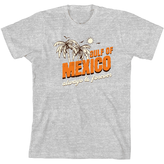Gulf of Mexico Always & Forever Youth Heather Gray Crew Neck Short Sleeve Tee-Small