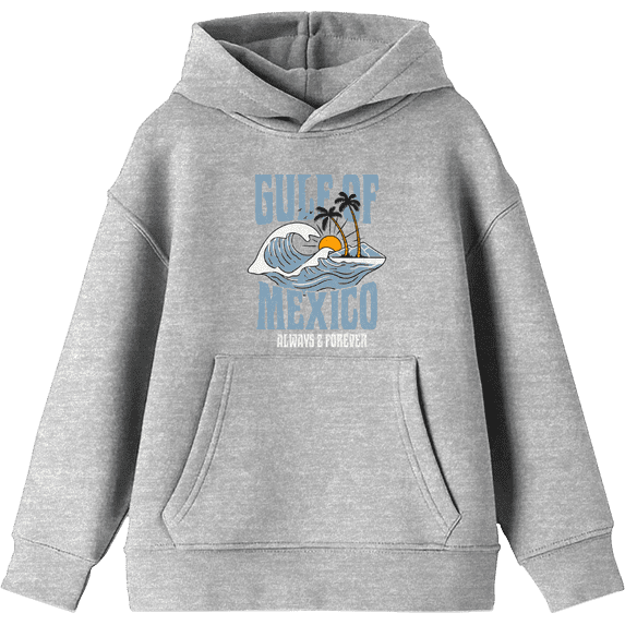 Gulf of Mexico Always & Forever Youth Heather Gray Long Sleee Hoodie-Large
