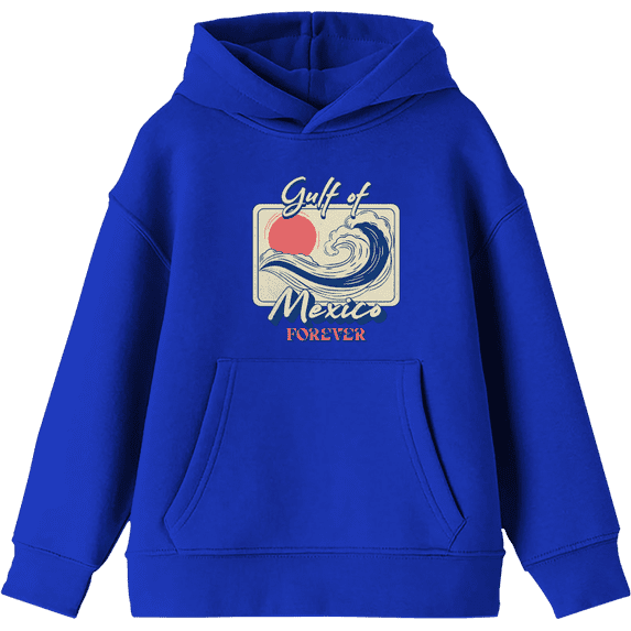 Gulf of Mexico Forever Sunset Wave Youth Royal Blue Long Sleee Hoodie-Medium