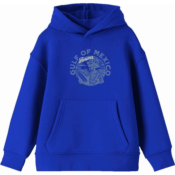 Gulf of Mexico Forever Vintage Skeleton Youth Royal Blue Long Sleee Hoodie-Medium