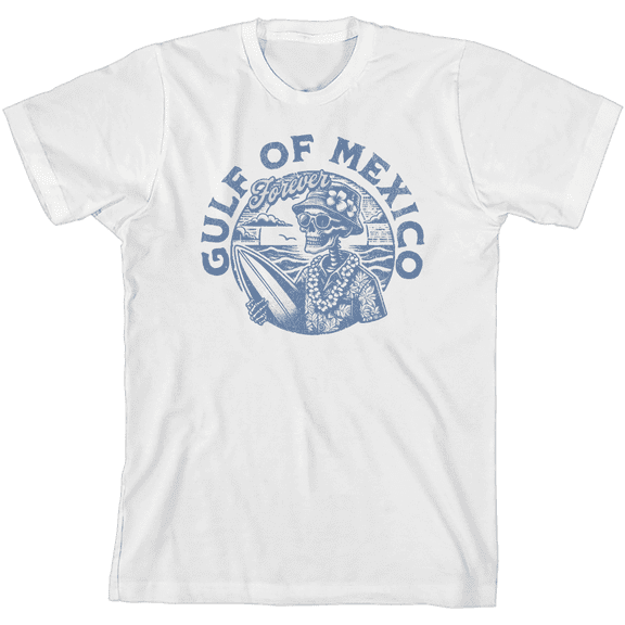 Gulf of Mexico Forever Vintage Skeleton Youth White Crew Neck Short Sleeve Tee-XL