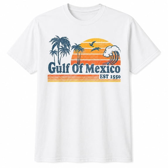 Gulf of Mexico Graphic T-Shirt, Retro Coastal Unisex Classic Fit Tee