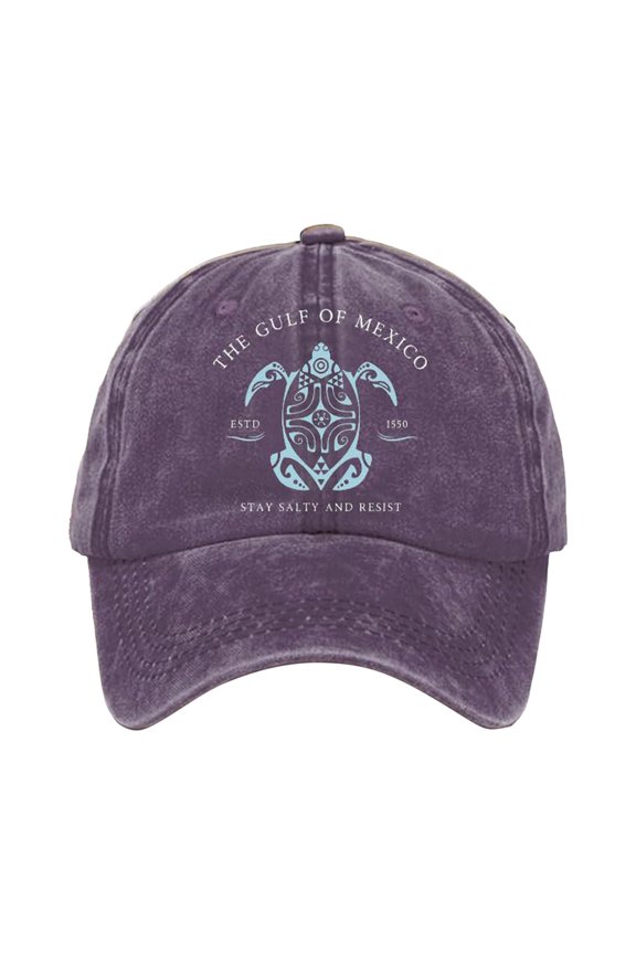 Gulf of Mexico Printed Baseball Cap, Gulf of Mexico Baseball Hats, Resist Hats for Men, Women's Ponytail Hat,Vintage Gulf of Mexico Baseball Cap