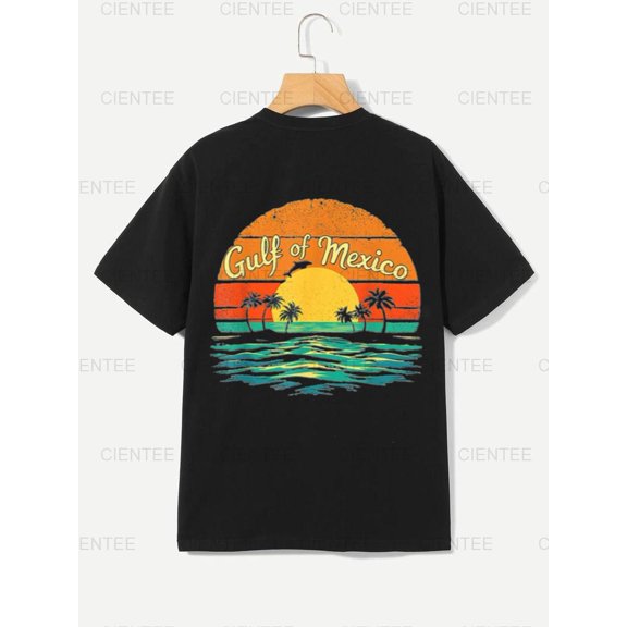 Gulf of Mexico Sunset T-Shirt - Tropical Paradise Graphic Tee , For Men/Women,Up to 5XL