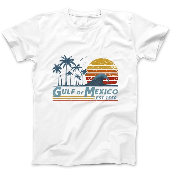 Gulf of Mexico T-Shirt – Retro Beach Wave and Sunset Graphic Tee, Palm Tree Ocean Shirt, Unisex Vacation Top
