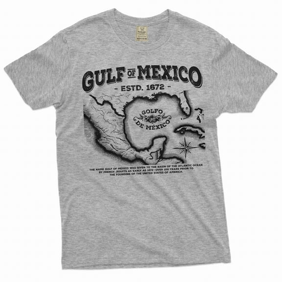 Gulf of Mexico T-shirt origin of Gulf of Mexico history men's tee shirt (XX-Large Grey)