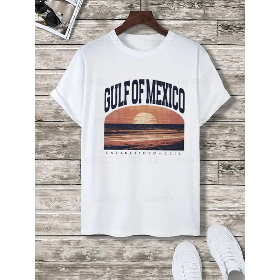 Gulf of Mexico Vintage Sunset T-Shirt - Coastal Graphic Tee , For Men/Women,Up to 5XL