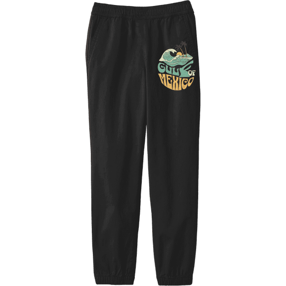 Gulf of Mexico Wave Text Youth Black Jogger Pants-Medium