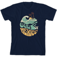 thumbnail image 1 of Gulf of Mexico Wave Text Youth Navy Blue Crew Neck Short Sleeve Tee-Medium, 1 of 2