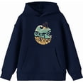 thumbnail image 1 of Gulf of Mexico Wave Text Youth Navy Blue Long Sleee Hoodie-XS, 1 of 6