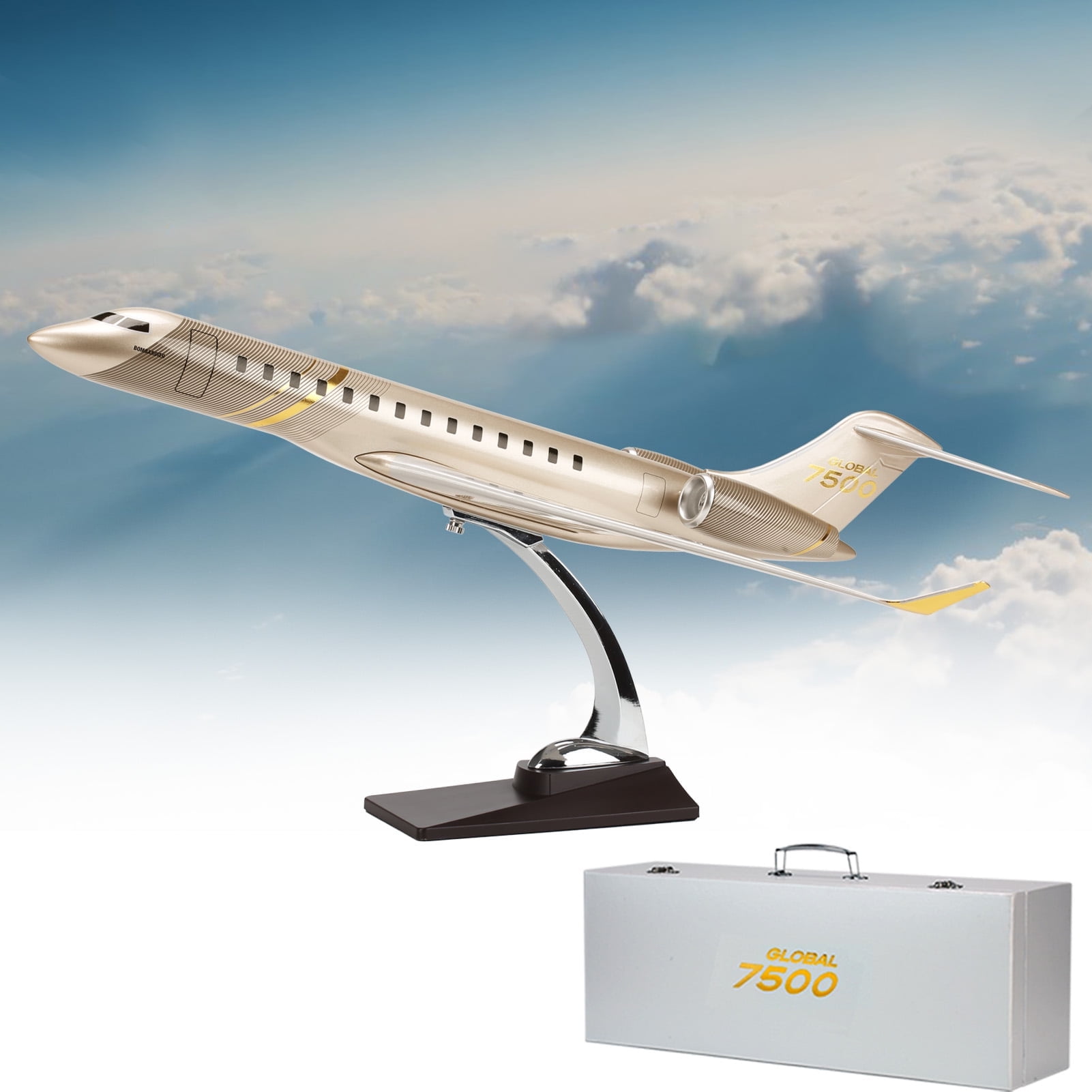 1:72 Scale Models Jet Aviation Gulfstream Model Airplane for Bombardier Global 7500 Business Jet, Alloy Gold Plane Models Diecast Airplane Model Jet for Collection or Office Ornaments Gift