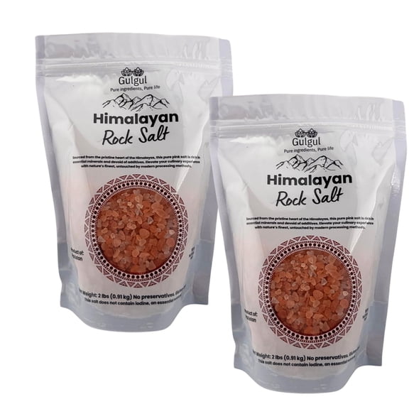 Gulgul Himalayan Pink Salt Coarse 2-Pack (4 lbs) - BOGO 50% Off - Pure Natural Salt for Grinders