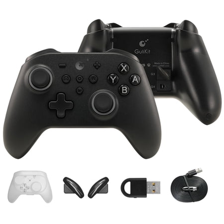 GuliKit KK3 PRO Wireless Game Controller Hall Effect Joystick Analog Triggers Bluetooth Controller 1000HZ Polling Rate Maglev/Rotory/HD Vibration Compatible with Switch/PC/Android/iOS/Steam Deck (BK)