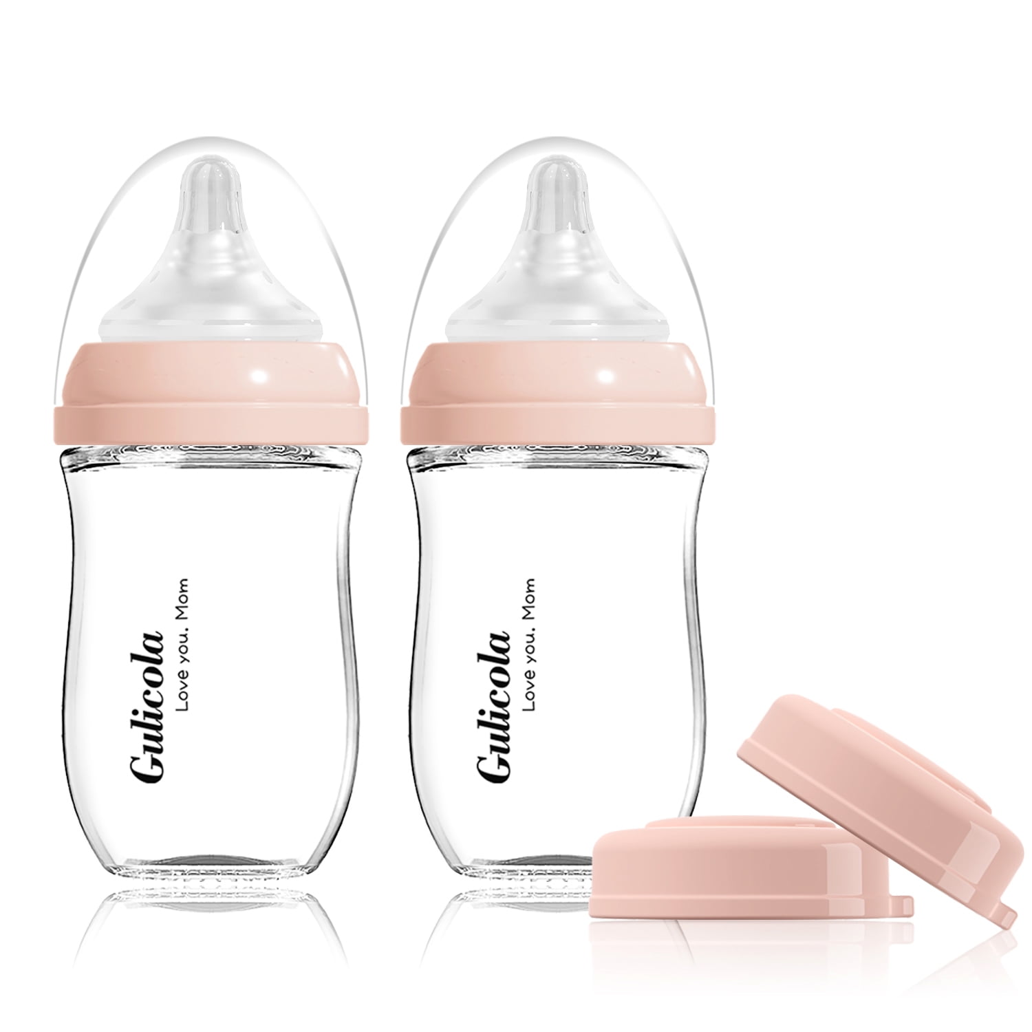 Gulicola Natural Glass Baby Bottles, Breastfeeding, Wide Neck