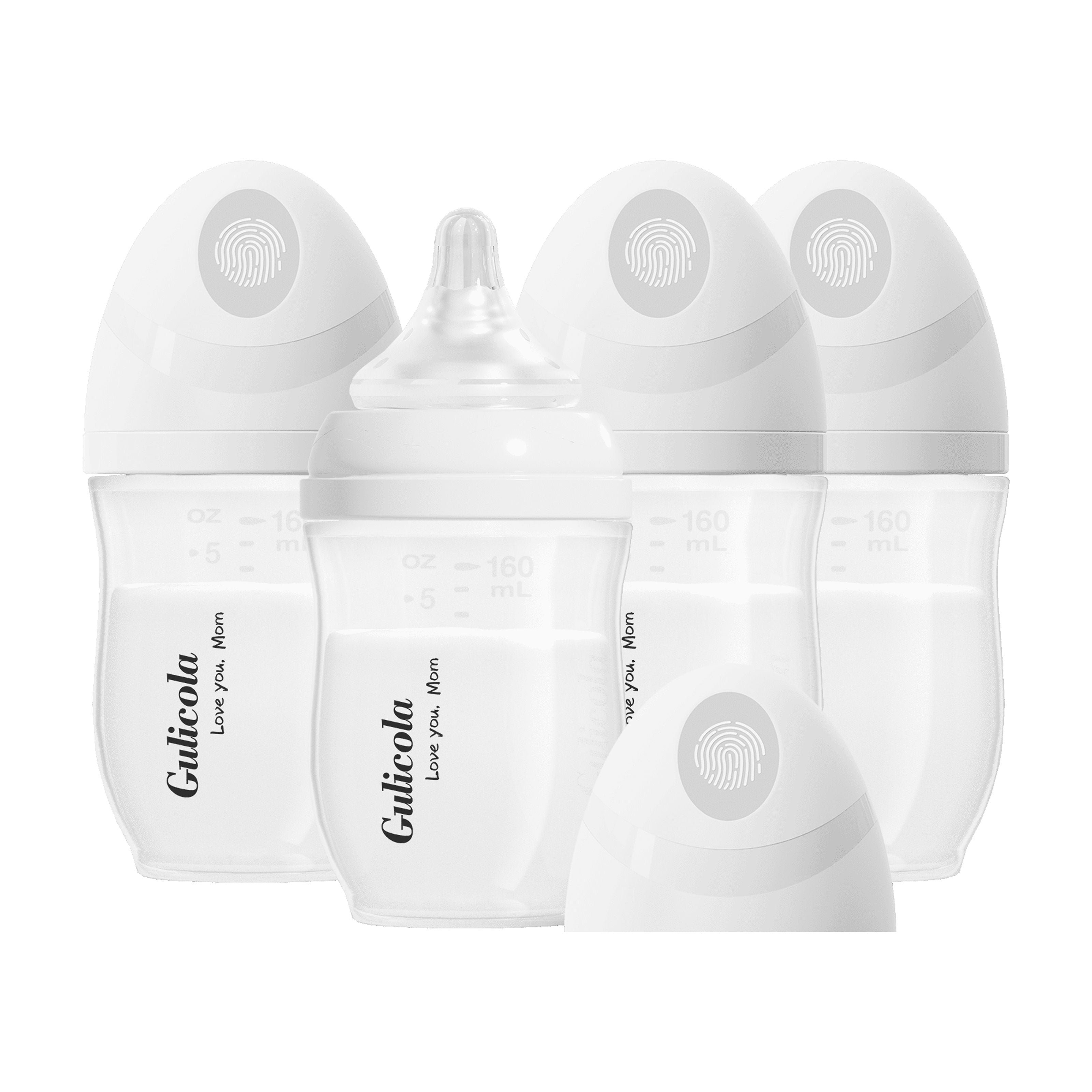 Gulicola PP （NOT GLASS) Baby Bottles for Breastfed Infant, Slow Flow Nipple, 0-3 Months, Wide Neck, BPA Free, 5oz & 4 Pack
