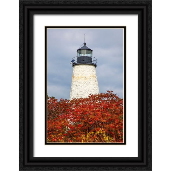 Gulin, Sylvia 13x18 Black Ornate Wood Framed with Double Matting Museum Art Print Titled - USA-New England-Maine-Dyce Head Lighthouse