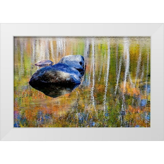 Gulin, Sylvia 18x13 White Modern Wood Framed Museum Art Print Titled - USA-New Hampshire-Gorham Autumn colors reflected in small pond