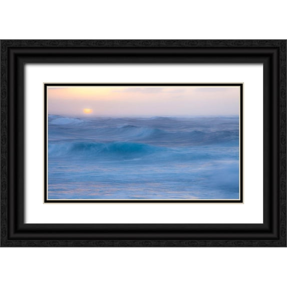 Gulin, Sylvia 32x20 Black Ornate Wood Framed with Double Matting Museum Art Print Titled - Hawaii-Oahu-North Shore and breaking waves